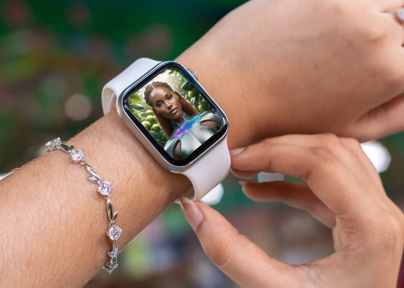 Oria représentée sur une montre connectée.